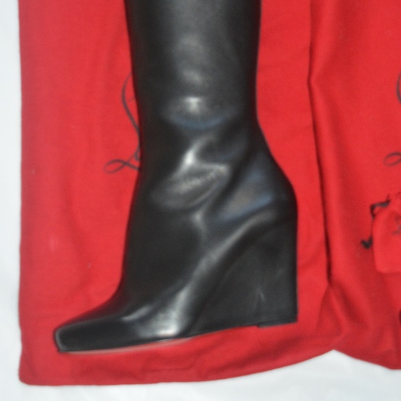 Reposhed—Christian Louboutin Wedge Black Leather Boots - Picture 7 of 8